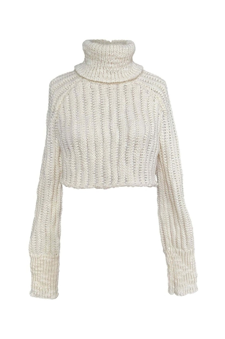 Women AISLING CAMPS Sweaters | Palm Cropped Turtleneck Sweater Ivory ...